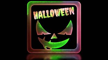 neon gloed effect lus halloween geest gezicht icoon zwart achtergrond video