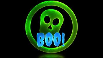 neon gloed effect lus halloween geest schedel icoon zwart achtergrond video