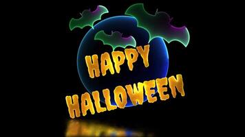 måne slinga neon glöd effekt halloween fladdermus svart bakgrund video