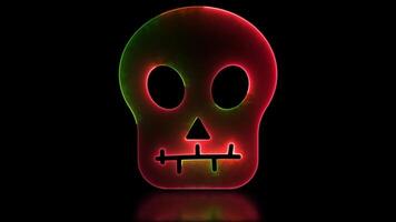 Neon glow effect loop halloween ghost skull icon black background video