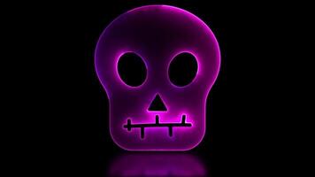 Neon glow effect loop halloween ghost skull icon black background video