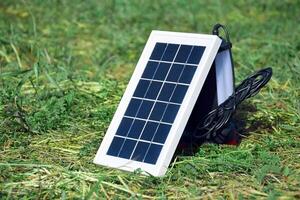 The small compact solar battery for tourism. photo