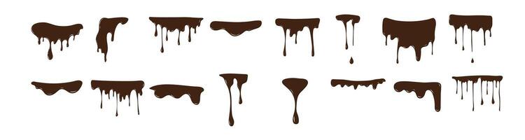 chocolate dripping vector. chocolate trickle element. flat brown chocolate element vector