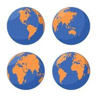 Set of globes in flat design vector