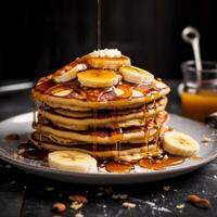 AI generated Gourmet Delight - Banana Pancakes photo