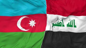 Azerbaijan and Iraq Flags Together Seamless Looping Background, Looped Bump Texture Cloth Waving Slow Motion, 3D Rendering video