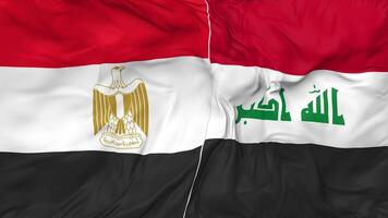 Egypt and Iraq Flags Together Seamless Looping Background, Looped Bump Texture Cloth Waving Slow Motion, 3D Rendering video