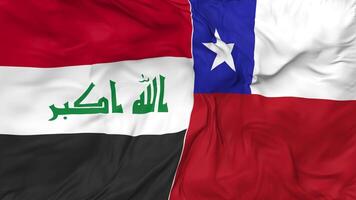 Chile and Iraq Flags Together Seamless Looping Background, Looped Bump Texture Cloth Waving Slow Motion, 3D Rendering video