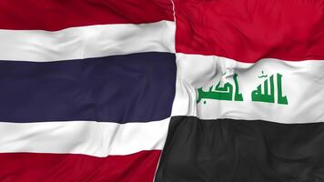 Thailand und Irak Flaggen zusammen nahtlos Schleifen Hintergrund, geloopt stoßen Textur Stoff winken schleppend Bewegung, 3d Rendern video