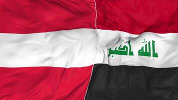 Austria and Iraq Flags Together Seamless Looping Background, Looped Bump Texture Cloth Waving Slow Motion, 3D Rendering video