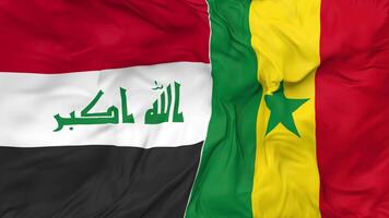 Senegal and Iraq Flags Together Seamless Looping Background, Looped Bump Texture Cloth Waving Slow Motion, 3D Rendering video