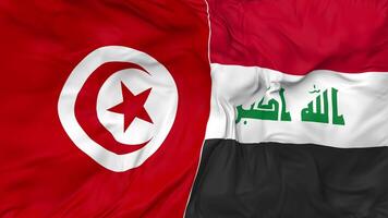 Tunisie et Irak drapeaux ensemble sans couture boucle arrière-plan, en boucle bosse texture tissu agitant lent mouvement, 3d le rendu video