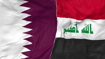 Qatar and Iraq Flags Together Seamless Looping Background, Looped Bump Texture Cloth Waving Slow Motion, 3D Rendering video