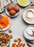 Ingredients for baking carrot cake photo