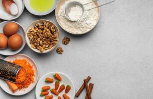 Ingredients for baking carrot cake photo