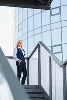 Business Women Style. Woman Going To Work. Portrait Of Beautiful Female In Stylish Office. photo