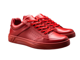 AI generated Red Sneakers Isolated on Transparent Background. Fashionable Casual Shoes for Shoe Shop Ad Design. Generative Ai png