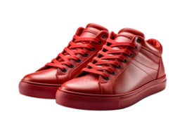 AI generated Red Sneakers Isolated on Transparent Background. Fashionable Casual Shoes for Shoe Shop Ad Design. Generative Ai png