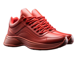 AI generated Red Sneakers Isolated on Transparent Background. Fashionable Casual Shoes for Shoe Shop Ad Design. Generative Ai png