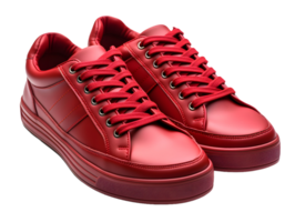 AI generated Red Sneakers Isolated on Transparent Background. Fashionable Casual Shoes for Shoe Shop Ad Design. Generative Ai png