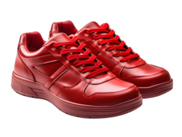 ai generato rosso scarpe da ginnastica isolato su trasparente sfondo. alla moda casuale scarpe per scarpa negozio anno Domini design. generativo ai png