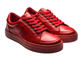 AI generated Red Sneakers Isolated on Transparent Background. Fashionable Casual Shoes for Shoe Shop Ad Design. Generative Ai png