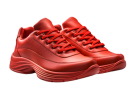 AI generated Red Sneakers Isolated on Transparent Background. Fashionable Casual Shoes for Shoe Shop Ad Design. Generative Ai png