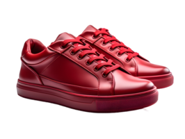 AI generated Red Sneakers Isolated on Transparent Background. Fashionable Casual Shoes for Shoe Shop Ad Design. Generative Ai png