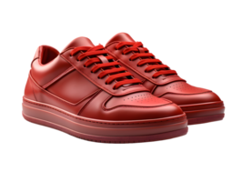 ai generato rosso scarpe da ginnastica isolato su trasparente sfondo. alla moda casuale scarpe per scarpa negozio anno Domini design. generativo ai png
