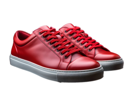 AI generated Red Sneakers Isolated on Transparent Background. Fashionable Casual Shoes for Shoe Shop Ad Design. Generative Ai png