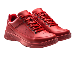 AI generated Red Sneakers Isolated on Transparent Background. Fashionable Casual Shoes for Shoe Shop Ad Design. Generative Ai png