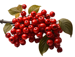 AI generated Red Coffee Beans on a Branch with Leaves Isolated on Transparent Background. Coffee Berries. Generative Ai png