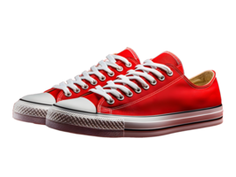 AI generated Red Sneakers Isolated on Transparent Background. Fashionable Casual Shoes for Shoe Shop Ad Design. Generative Ai png