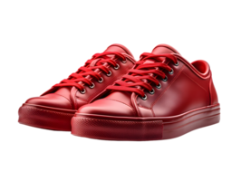 AI generated Red Sneakers Isolated on Transparent Background. Fashionable Casual Shoes for Shoe Shop Ad Design. Generative Ai png