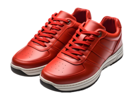 AI generated Red Sneakers Isolated on Transparent Background. Fashionable Casual Shoes for Shoe Shop Ad Design. Generative Ai png