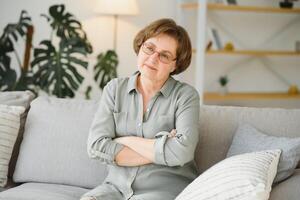 Portrait of a smiling elderly woman. photo