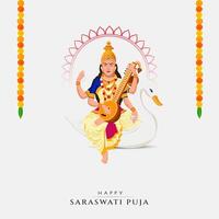 Vasant Panchami, Saraswati Puja, Basant Social Media Post vector