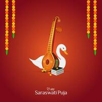 Vasant Panchami, Saraswati Puja, Basant Social Media Post vector