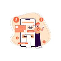 Digital Payment Flat Line Design vector