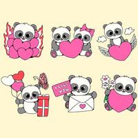 Valentine Panda Character vector