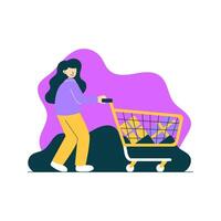 Woman Shopping - Flat Design vector