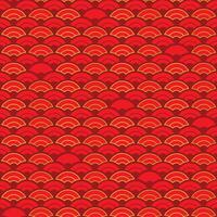 Seamless pattern of hand drawn Chinese new year red wave background vector