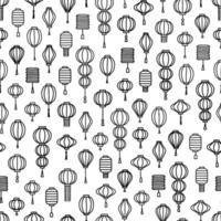 Black and white Chinese lantern seamless pattern background vector