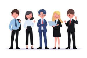 Group of business men and women, working people. Business team and teamwork concept. Flat design people characters. vector