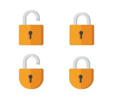 Lock and unlock padlock icons collection in a flat design vector