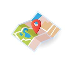 Map icon isometric with destination location pin pointer illustration flat vector