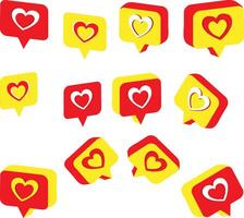 Like Icon With yellow red Heart And Outline vector