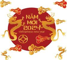 vietnamese new year lunar new year dragon vector