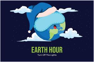 Earth Hour concept. Colored flat vector illustration isolated.