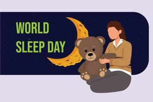 World sleep day concept. Colored flat vector illustration isolated.